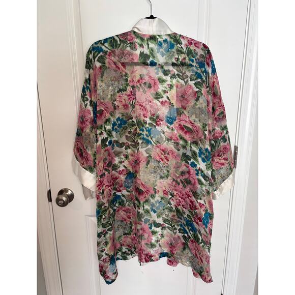 Vintage Victoria’s Secret Gold Label Floral Satin Kimono Robe One Size - Picture 6 of 6